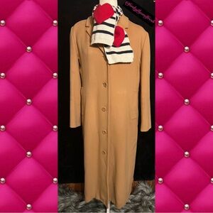 LL Bean women’s camel wool lined vintage classic trench coat with pockets Sz 12